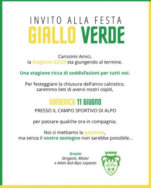 Invito Festa Giallo Verde